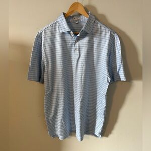 Peter Millar Rover Stripe Crown Comfort Cotton Polo in Cottage Blue